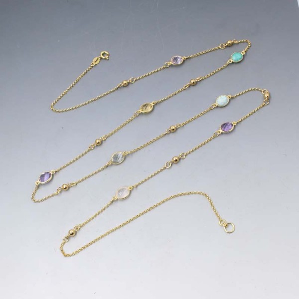 Long Multi Gemstone Station Necklace